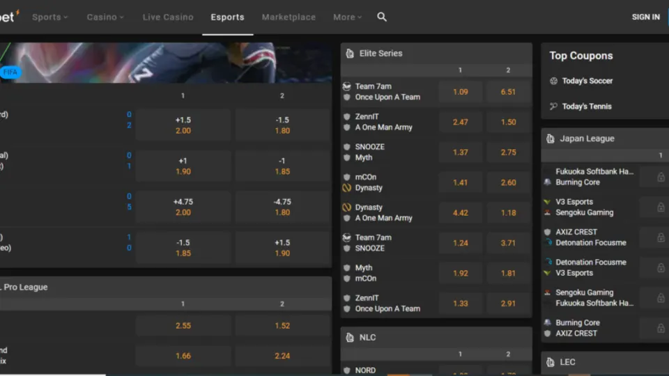 Cloudbet crypto casino interface showing its current games, navigation and account experience