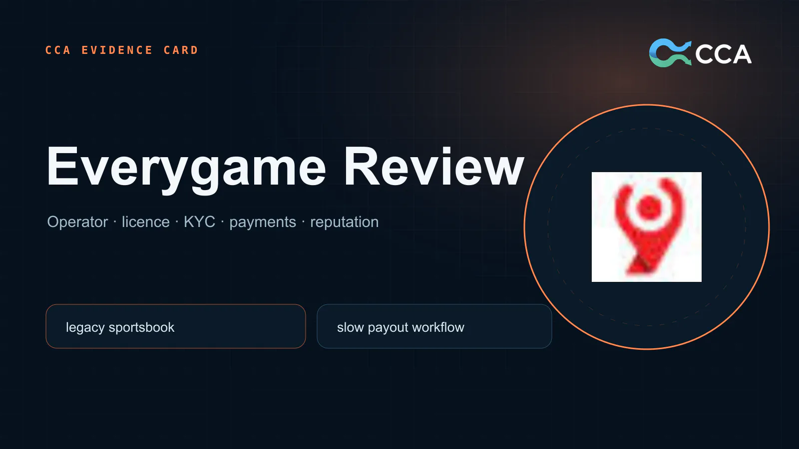 Everygame crypto casino review evidence card covering licence KYC payments and reputation