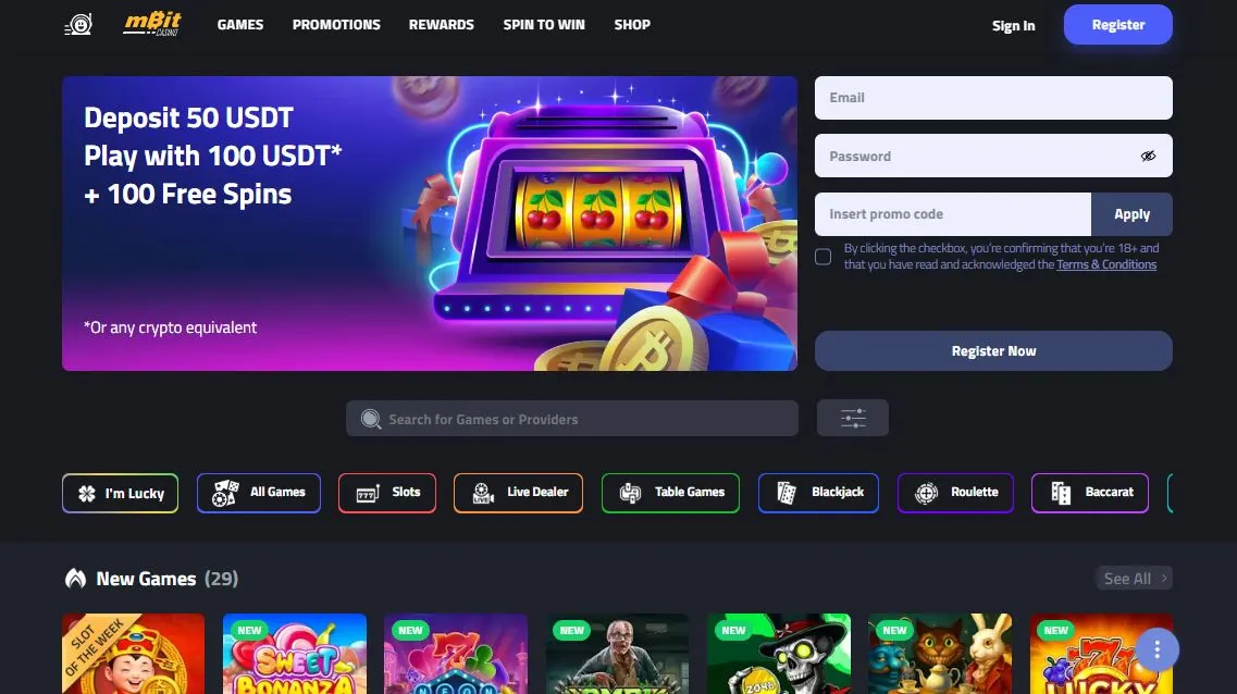 mBit casino interface used as a visual reference for this alternatives guide