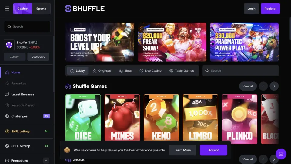 Shuffle casino interface used as a visual reference for this alternatives guide