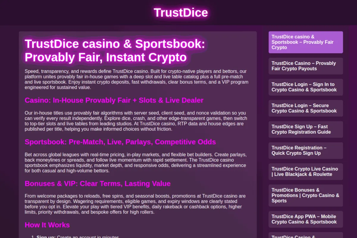 TrustDice casino interface used as a visual reference for this alternatives guide